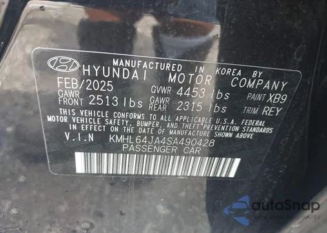2025 Hyundai Sonata Sel from USA, damaged, VIN KMHL64JA4SA490428